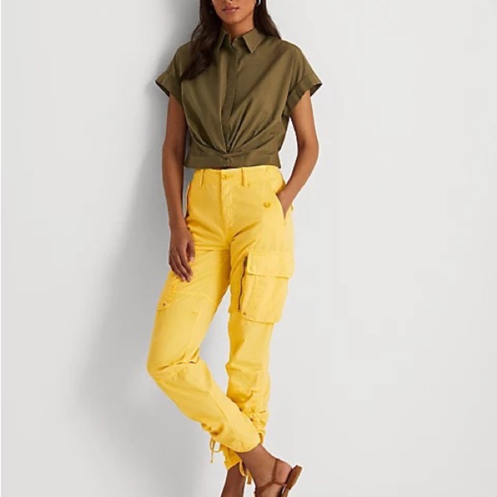 L-RL Lauren Active featherlight twill cargo pants in yellow